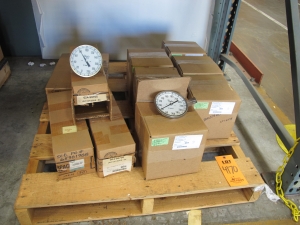 LOT TO INCLUDE: (4 PALLETS) MISC. GAUGES, THERMOMETERS, AND SENSORS. LOADING & HANDLING FEE $15-4170